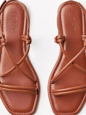LOFT Brown Strappy Square-Toe Sandals - NWOT
